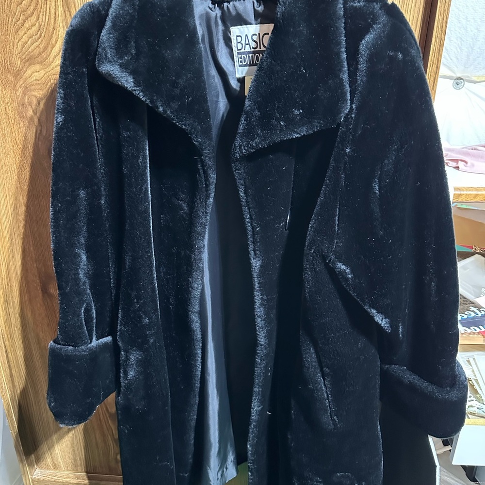 Basic Editions Women's Black Coat